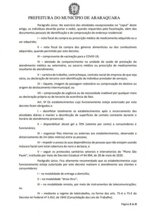 Foto 3 de 8 — Prefeitura divulga decreto de novo lockdown em Araraquara; veja as regras